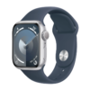 Apple Watch Series 9 GPS 41mm Silver Aluminium Case with Storm Blue Sport Band – M/L (MR913)