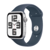 Apple Watch SE 2 GPS 44mm Silver Aluminum Case with Storm Blue Sport Band – S/M (MREC3)